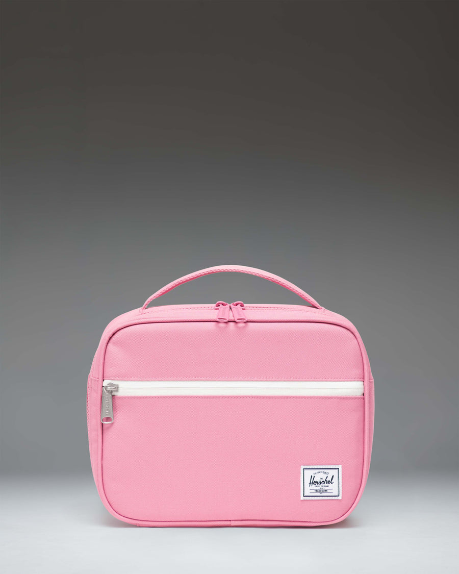 Herschel Supply Co. Pop Quiz Lunch Box Little Herschel in Cashmere Rose pink with a white front zipper pocket.
