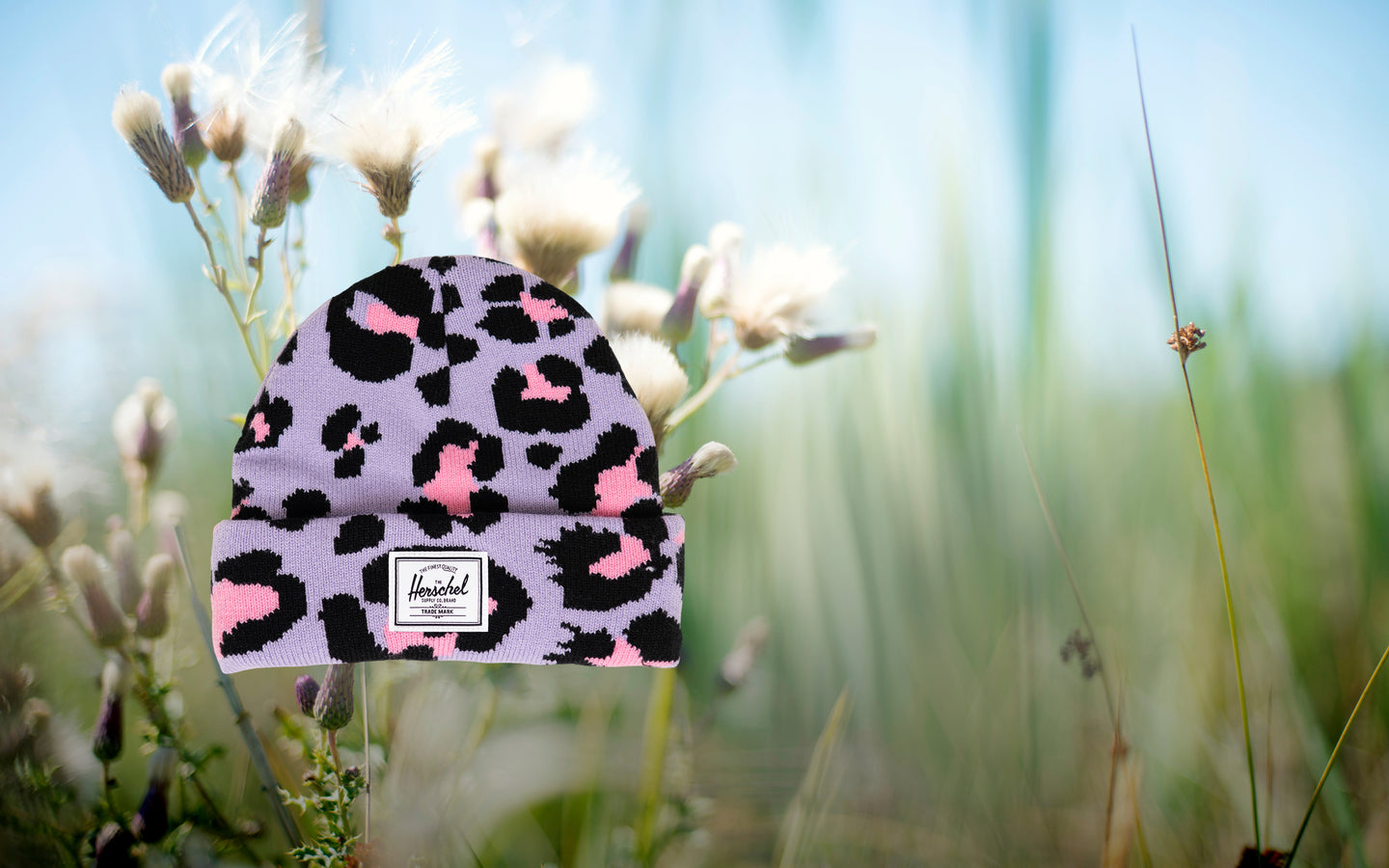 Herschel Supply Co. Elmer Toddler Graphic Beanie (1-3 Years) in Scribble Leopard Sachet Pink.