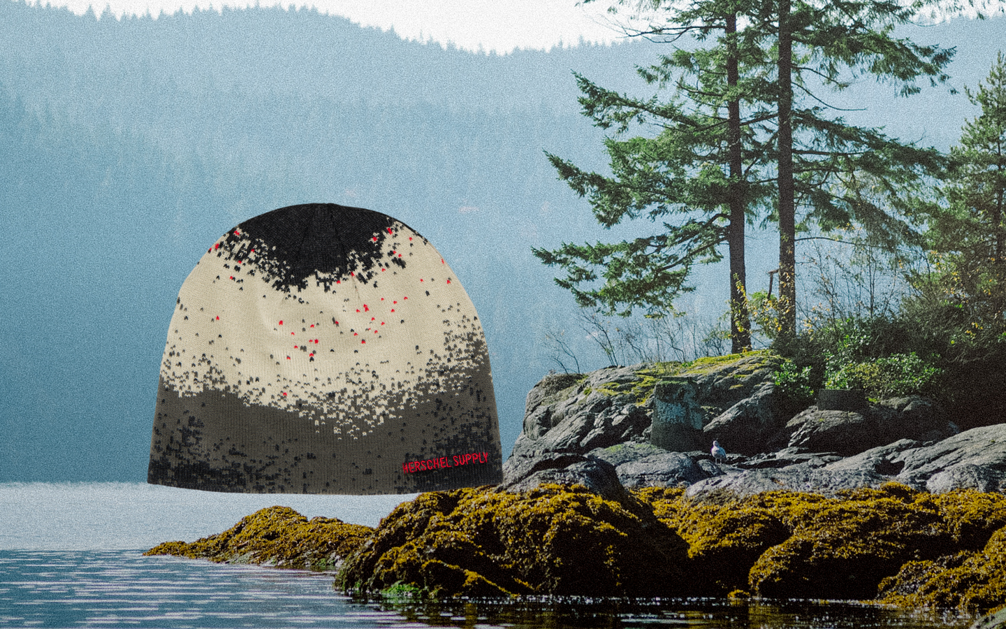 Herschel Supply Co. Skullcap Graphic beanie in Pixel Spray Moss Gray.